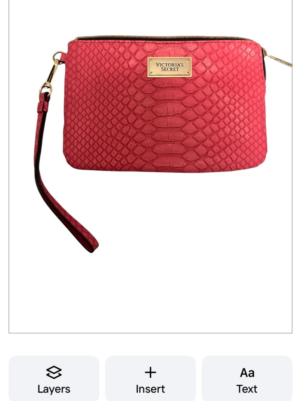 Victoria's Secret Coral Pink Embossed Wristlet Clutch